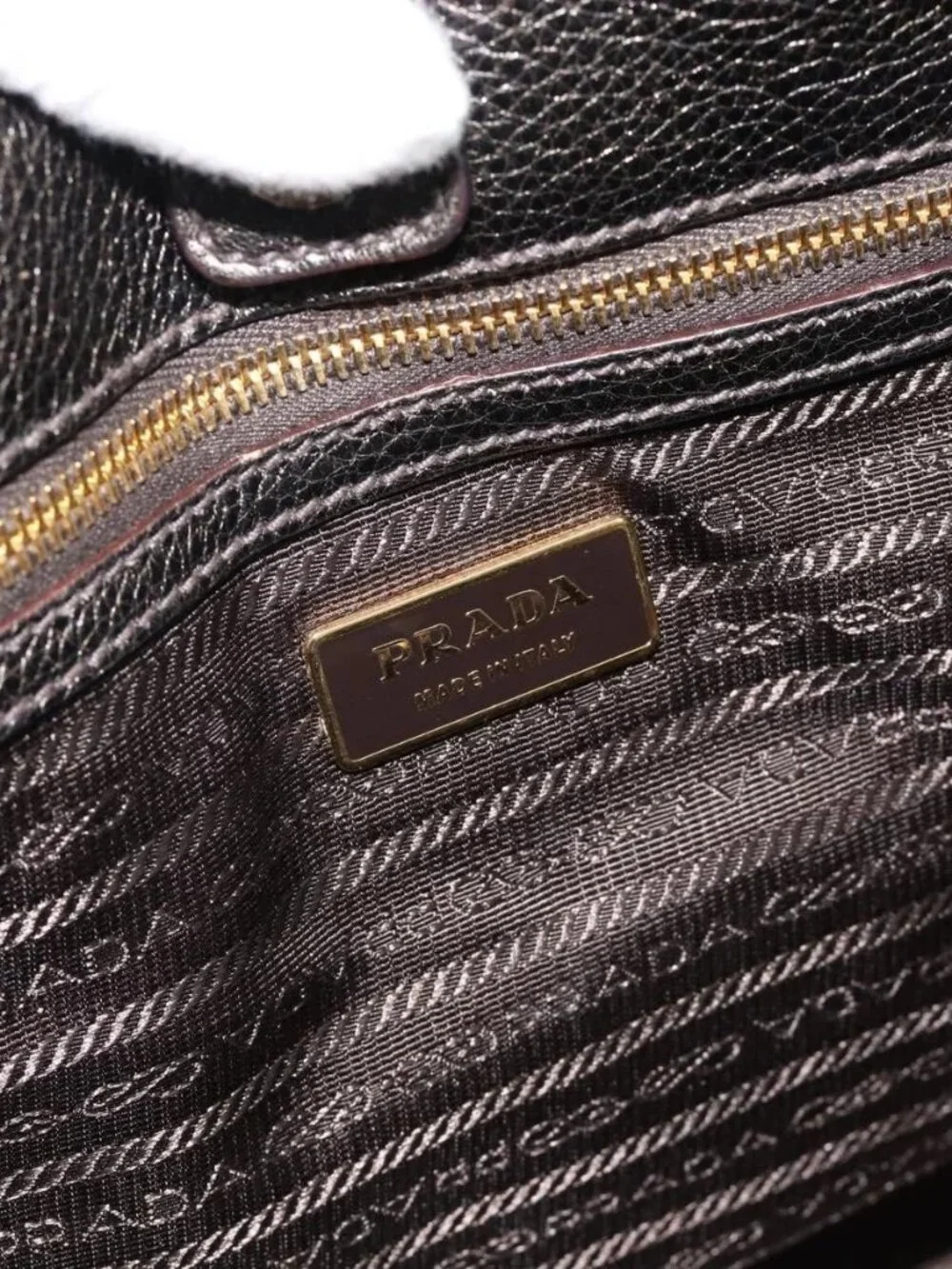 PRADA Tote Bag Leather 2way Gold Auth